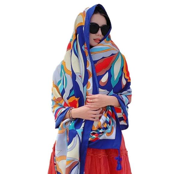 2/$24 NEW Beach Coverup Body Wrap Large Blanket Head Scarf Abstract Printed - Picture 5 of 13